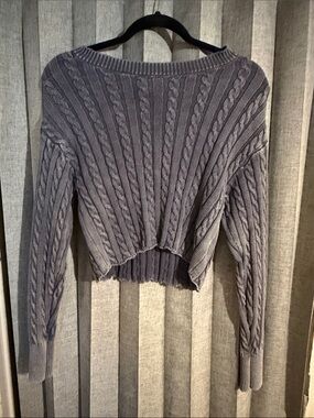 Sincerly Jules Cotton Cable Knit Sweater - Gray